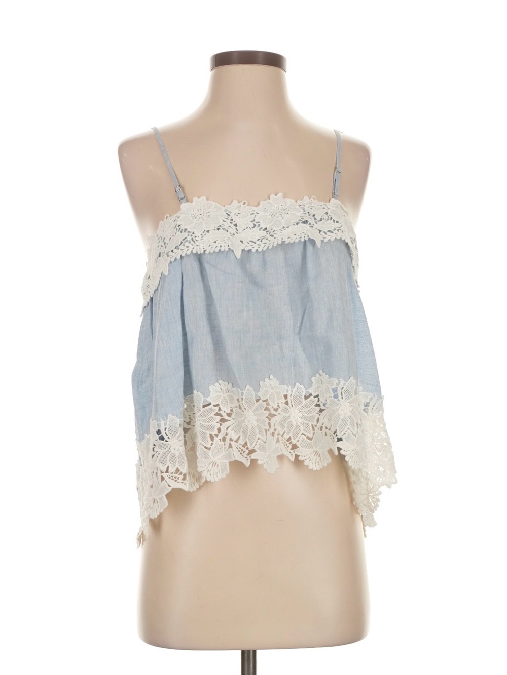 Blank NYC Light Blue Camisole with White Lace Trim